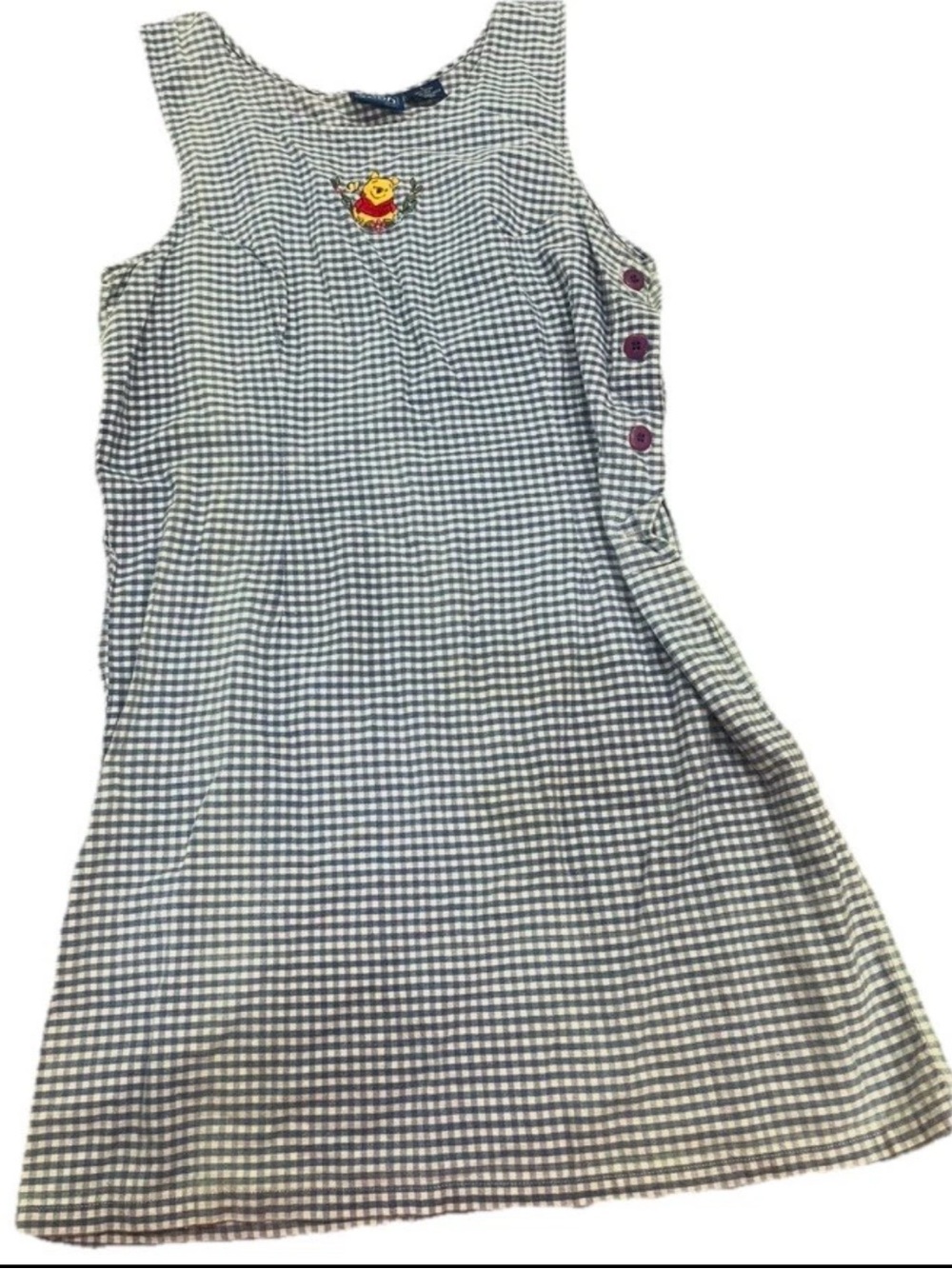 Women’s Size Large Vintage Disney Winnie The Pooh Plaid Blue Dress Jumper 90s